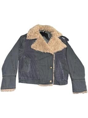 Free People Denim Twill Jacket Owen Sherpa Coat Aviator Taylor Swift Y2k Vintage